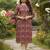 Maroon cotton blend geometric printed kurta for women