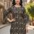 Black cotton blend geometric printed kurta for women