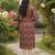 Maroon cotton blend geometric printed kurta for women