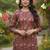 Maroon cotton blend geometric printed kurta for women