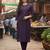 Wine cotton blend geometric printed kurta for women