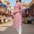 Peach cotton blend geometric printed kurta for women