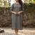 Beige cotton blend geometric printed kurta for women