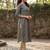 Beige cotton blend geometric printed kurta for women