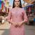 Peach cotton blend geometric printed kurta for women