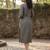 Beige cotton blend geometric printed kurta for women