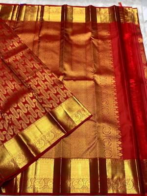 banarasi silk blend woven saree with blouse 1