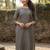 Beige cotton blend geometric printed kurta for women