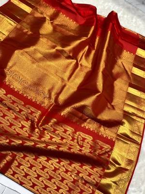banarasi silk blend woven saree with blouse 2