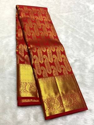banarasi silk blend woven saree with blouse 5