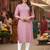Pink cotton blend geometric printed kurta for women
