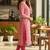 Pink cotton blend geometric printed kurta for women