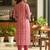 Pink cotton blend geometric printed kurta for women