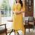 Yellow cotton blend geometric printed kurta for women