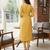 Yellow cotton blend geometric printed kurta for women