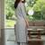 Grey cotton blend geometric printed kurta for women