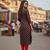 Black cotton blend geometric printed kurta for women