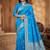 banarasi silk blend blue color woven saree with blouse