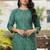 Green cotton blend geometric printed kurta for women