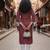 Maroon cotton blend geometric printed kurta for women