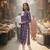 Purple cotton blend geometric printed kurta for women