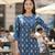 Blue cotton blend geometric printed kurta for women
