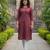 Maroon cotton blend geometric printed kurta for women