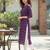 Wine cotton blend geometric printed kurta for women