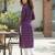 Wine cotton blend geometric printed kurta for women
