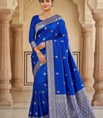 banarasi silk blend woven saree with blouse