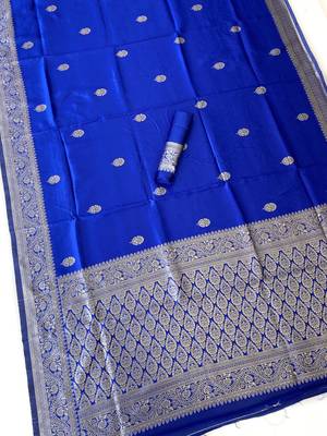 banarasi silk blend woven saree with blouse 2