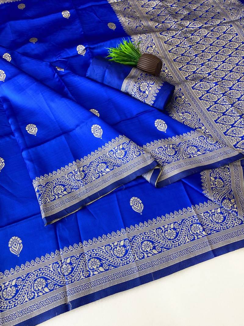 banarasi silk blend woven saree with blouse