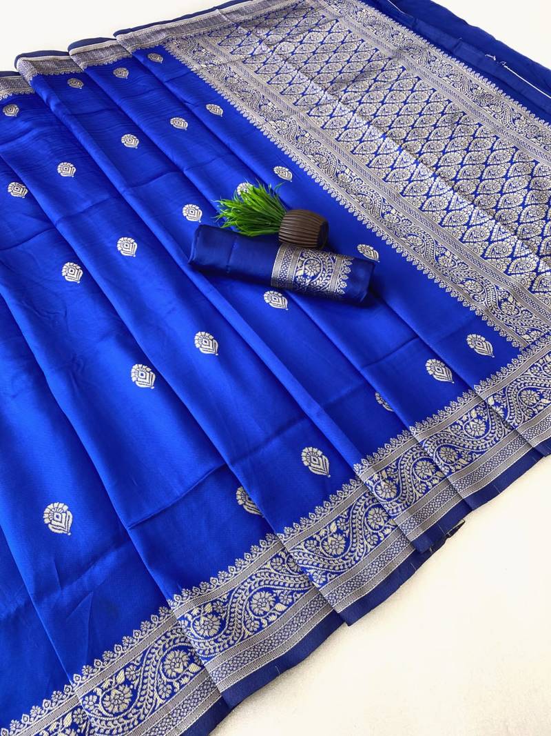 banarasi silk blend woven saree with blouse