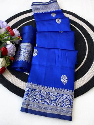 banarasi silk blend woven saree with blouse 5