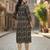 Black cotton blend geometric printed kurta for women