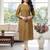 Mustard cotton blend geometric printed kurta for women