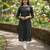 Black cotton blend geometric printed kurta for women