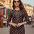 Black cotton blend geometric printed kurta for women