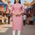 Peach cotton blend geometric printed kurta for women