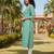 Sea green cotton blend geometric printed kurta for women