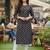 Black cotton blend geometric printed kurta for women