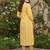 Yellow cotton blend geometric printed kurta for women