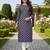 Blue cotton blend geometric printed kurta for women