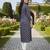 Blue cotton blend geometric printed kurta for women