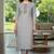 Grey cotton blend geometric printed kurta for women