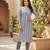 Grey cotton blend geometric printed kurta for women