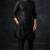Black embroidered dupion silk kurta set