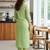 Green cotton blend geometric printed kurta for women