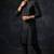 Black embroidered dupion silk kurta set