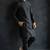 Black embroidered dupion silk kurta set